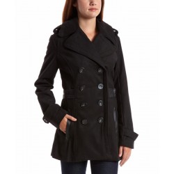 Stylish Fleece Ladies Black Long Coat